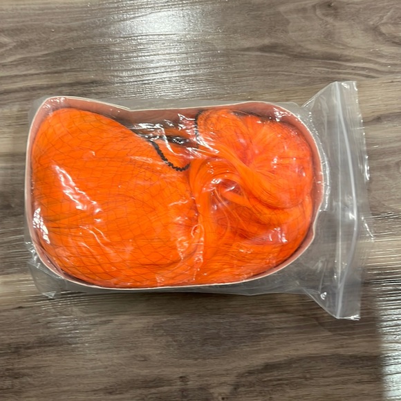 NEW: Bright Orange Synthetic Wig with Bangs - Picture 7 of 8